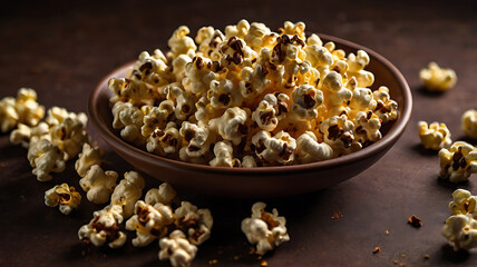 Bowl of Popcorn on Dark Table