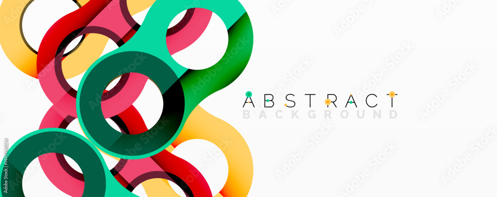Poster Bright colorful abstract design. Interlocking shapes create dynamic visual effect. Modern graphic element for backgrounds.