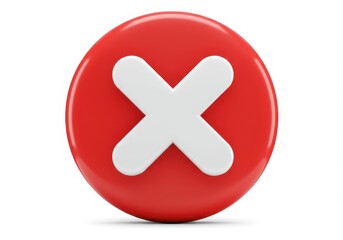 Fototapeta premium 3D Illustration of Red circle with white cross isolated on white background