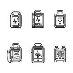 heart emergency defibrillator line art vector icon design