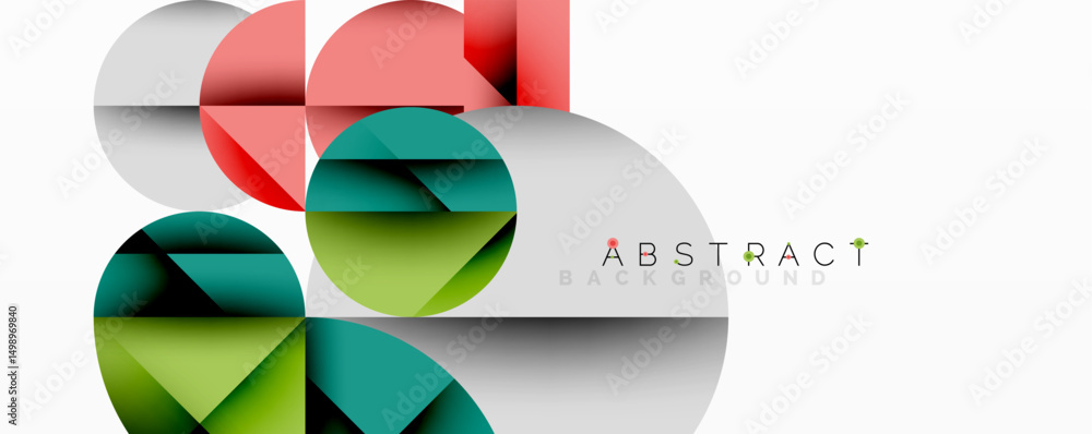 Poster Modern abstract design. Overlapping circles, geometric shapes, vibrant colors create dynamic composition. Clean, minimalist aesthetic.