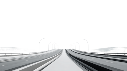 Elevated Highway at Night with Bright Lane Markings, PNG