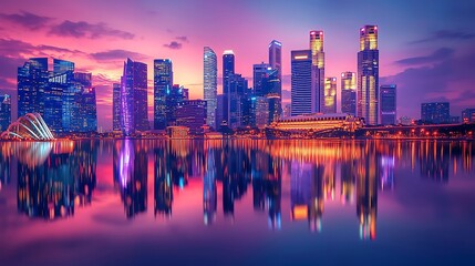 Fototapeta premium Skyscrapers mirrored in water high resolution picture