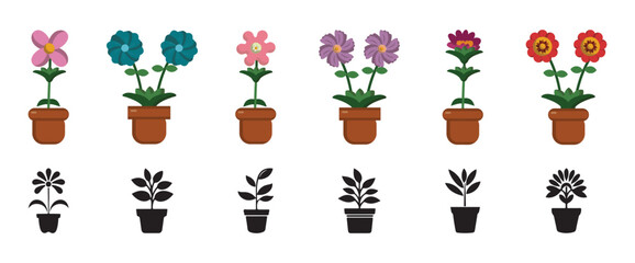 Vector illustration of a plant pot icon. House plant pot icon