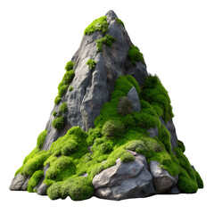 Green Moss and Rocks Isolated on Transparent Background