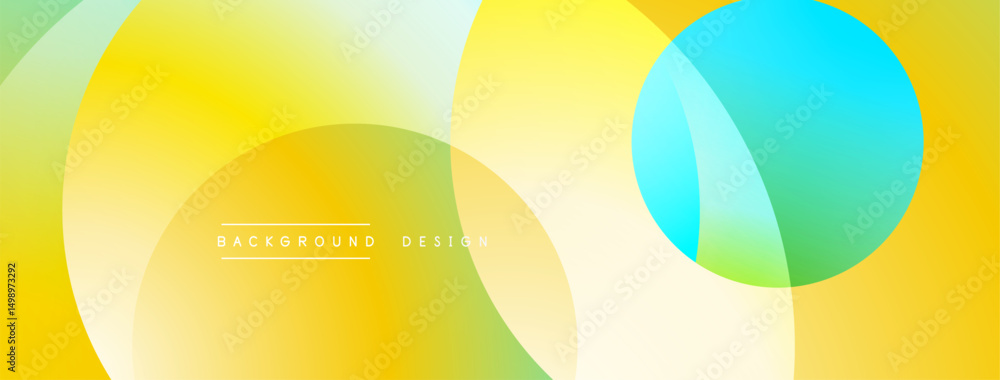 Leinwandbilder abstract background features overlapping circles. yellow, green, blue hues blend creating modern des