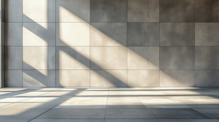 Obraz premium Sunlight and Shadows on Modern Concrete Wall and Floor Design