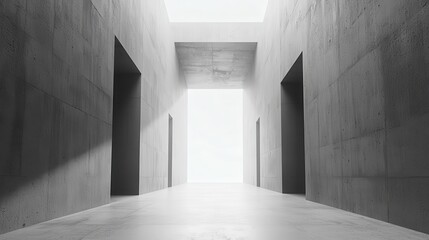 Fototapeta premium Modern Minimalist Corridor with Natural Light and Concrete Walls
