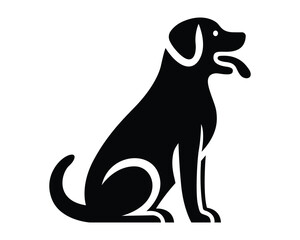 Vector black silhouette of a dog isolated on a white background.