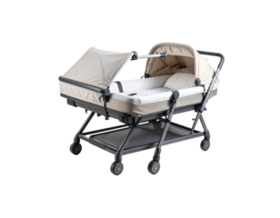 3d baby stroller equipment isolated on white with wheels