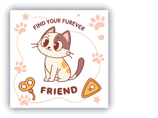 Adopt, don't shop! Creative square banner template. Naive illustration with young woman, who hugging her adopted dog with big heart on background. Flat style. Kawaii clip art with french bulldog.