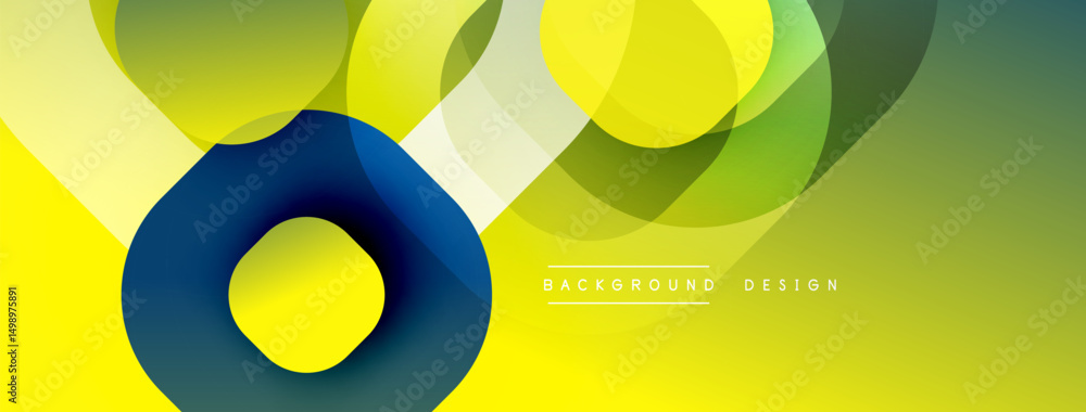 Poster Abstract yellow design features overlapping circles. Gradient shades create depth, modern aesthetic. Minimal text reads background design.