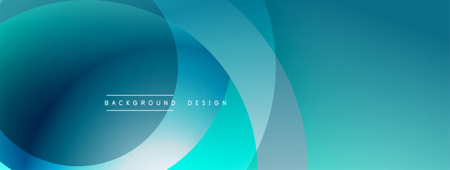 Abstract blue background. Overlapping circles create dynamic visual effect. Modern design elements suggest fluidity, depth.