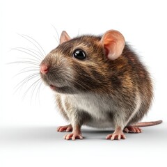Adorable Brown Rat Close Up Studio Shot on White Background Perfect for Pet Animal Websites and Blogs