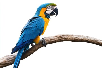 Obraz premium tropical blue bird on tree limb isolate on white background