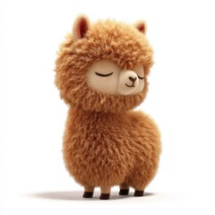 Fototapeta premium Adorable Brown Alpaca Illustration Peaceful Cute Fluffy Animal Cartoon Character Design