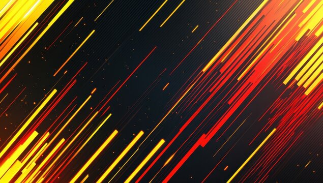 Diagonal streaks of vibrant yellow and red light on a dark background, creating a sense of speed and energy - Powered by Adobe