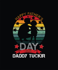 Happy Father's Day silhouette vector art illustration with people, woman, boy, and cartoon design symbols