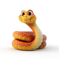 Adorable Cartoon Snake Illustration Cute Orange Reptile Character Design Perfect for Children's Books or Websites