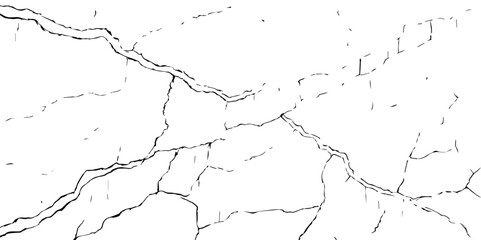 Vector Illustration of Cracked Ground Texture with Transparent Background – A Distressed Grunge Effect Featuring Natural Earth Line Patterns
