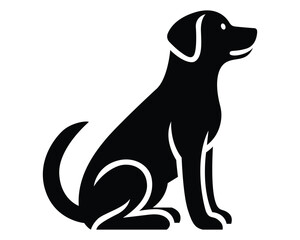 Vector black silhouette of a dog isolated on a white background.