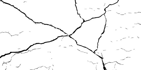 Vector Illustration of Cracked Ground Texture with Transparent Background – A Distressed Grunge Effect Featuring Natural Earth Line Patterns
