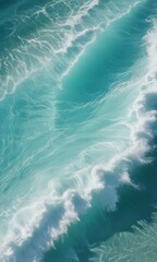 Azure turquoise ocean water, whitecap waves, sea foam texture , clear water, surf