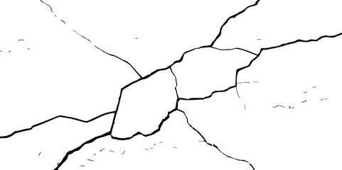 High-Resolution Vector Texture of Dry Cracked Earth with Transparent Background – Grunge Distressed Overlay Featuring Natural Split Lines and Soil Fractures