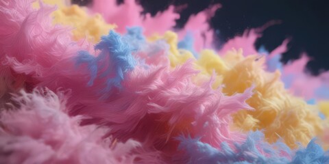 Fuzzy pink-blue-yellow blend, ethereal glow, artistic brushstrokes, effect, design, sky