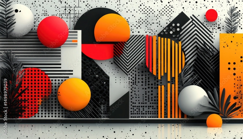 Poster colorful geometric shapes create a modern, abstract, and textured arrangement. use as an eye-catchin