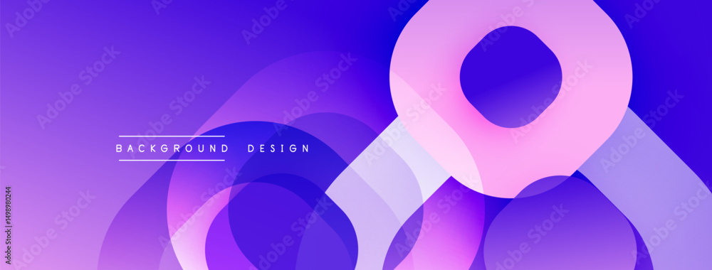 Poster Abstract purple design features overlapping shapes, gradients. Modern aesthetic, suitable for backgrounds, presentations. Minimalist style.