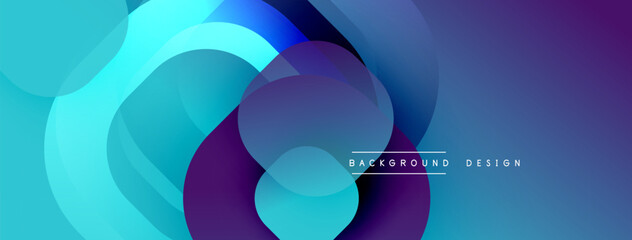 Abstract fluid shapes overlap, creating vibrant blue, purple gradients. Modern design element for backgrounds, presentations.