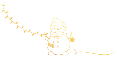 snowman christmas with a lamp in line art style. christmas element vector eps 10