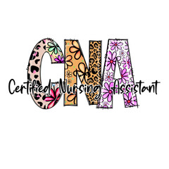 CNA Certified Nursing Assistant Design with Floral and Leopard Print