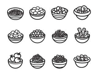 Stylish Caviar Food Line Art for Culinary Vector Collection