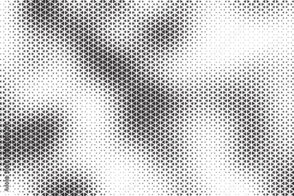 Aufkleber Triangle Shapes Vector Abstract Geometric Technology Oscillation Wave Isolated on Light Background. Halftone Triangular Retro Simple Pattern. Minimal 80s Style Dynamic Tech Wallpaper