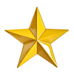A 3D brilliant golden star with a shiny metallic finish. Isolated on transparent background, cut out, PNG 3D Digital Art, clip art.