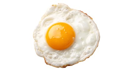  Freshly cooked sunny Side Up Fried egg top view isolated on transparent background