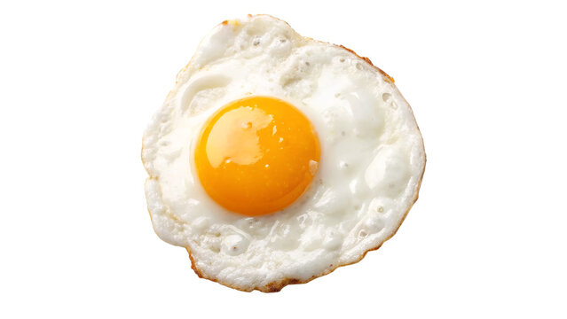  Freshly cooked sunny Side Up Fried egg top view isolated on transparent background