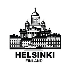 helsinki finland famous landmarks vector logo