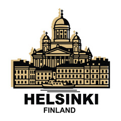 Fototapeta premium helsinki finland famous landmarks vector logo