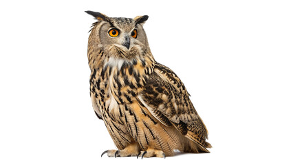 Eurasian eagle owl bubo bubo isolated on transparent background