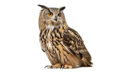 Eurasian eagle owl bubo bubo isolated on transparent background