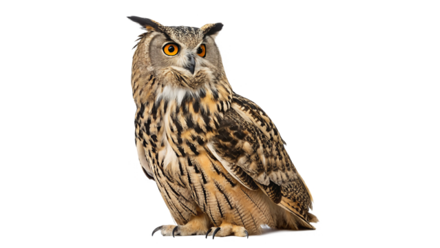 Eurasian eagle owl bubo bubo isolated on transparent background