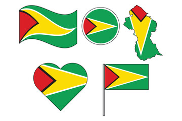 set of badges with flag of Guyana vector illustration