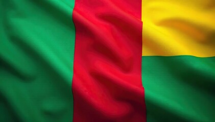 Obraz premium Close-up shot of the Guinean flag, vibrant red, yellow, and green colors , yellow, flag