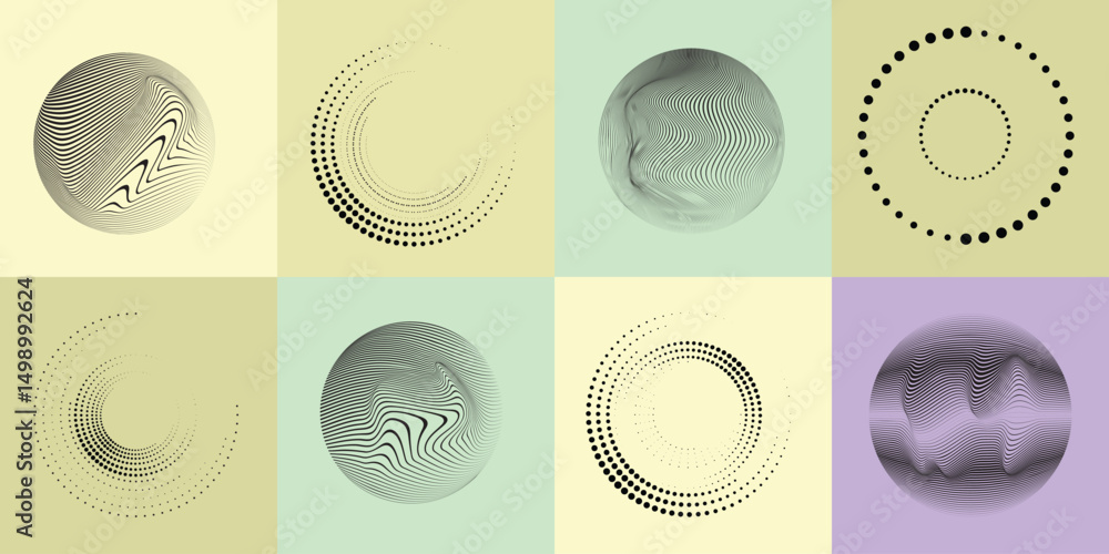 Poster halftone dots in circle form .rotate rounded shape vector illustration .rotating dots form a circle 