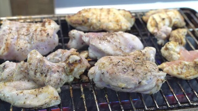 BBQ turkey thigh. Cooking delicious meat.