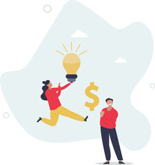 Venture capital, project pitching for funding or VC investment, selling idea for money or angel investment for startup project concept, character life .