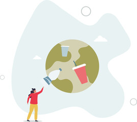 Plastic Pollution Problem Concept. character life .